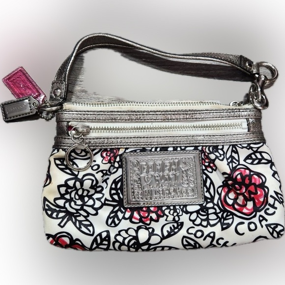 LOOK! Coach Poppy Daisy Graffiti Handbag Coach Poppy Daisy F16583 Purse Tote Bag - Picture 12 of 13